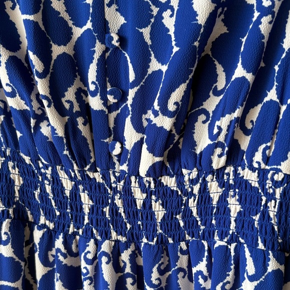 Talbots Vivid Blue and White Patterned Midi Dress - Picture 5 of 9